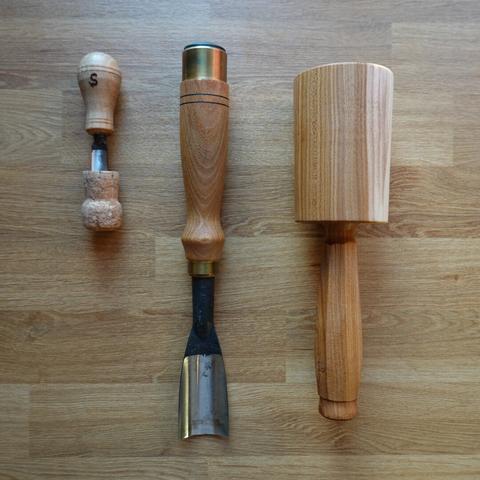 Chisels and a turned wooden wallet