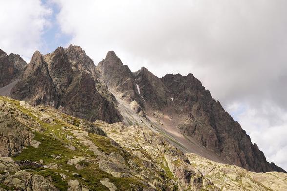 Some jagged rocky peaks across the valley from Mont Blanc, i.e. on the side of the valley where we were.