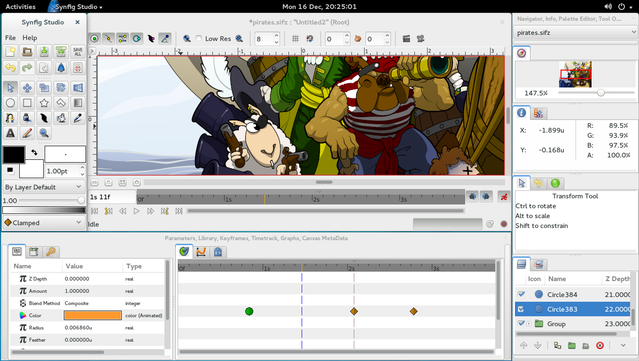 A screenshot of Synfig Sudio.