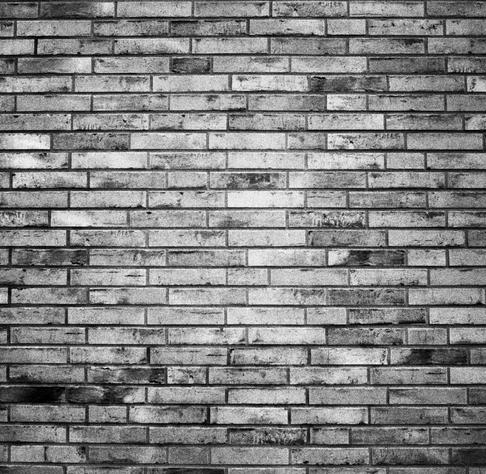 Scan of a black and white film negative showing a wall perfectly covered with tiles resembling bricks