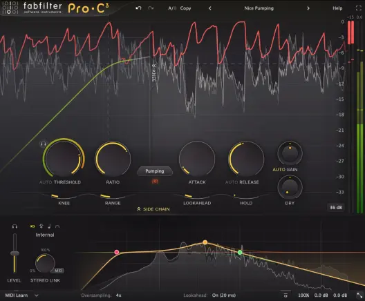 Fabfilter Pro-C 3 mit Sidechain-Ansicht