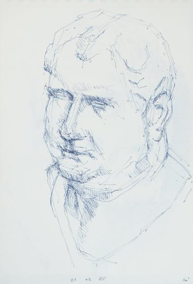Drawing portrait of a statue