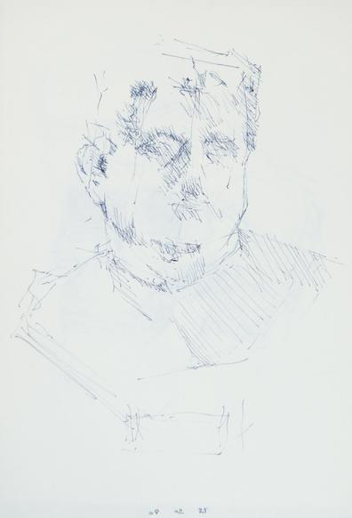Drawing portrait of a statue