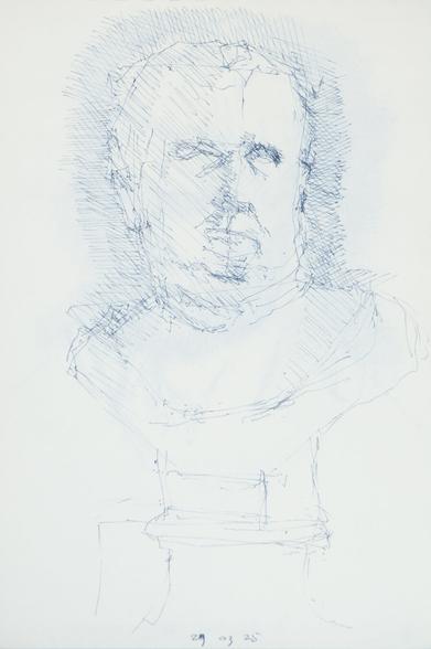 Drawing portrait of a statue