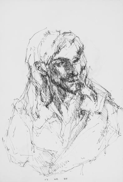 Drawing portrait of a statue