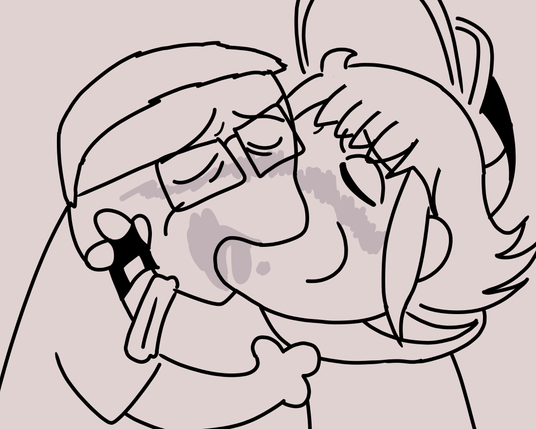 Ota and I making out sloppy style.