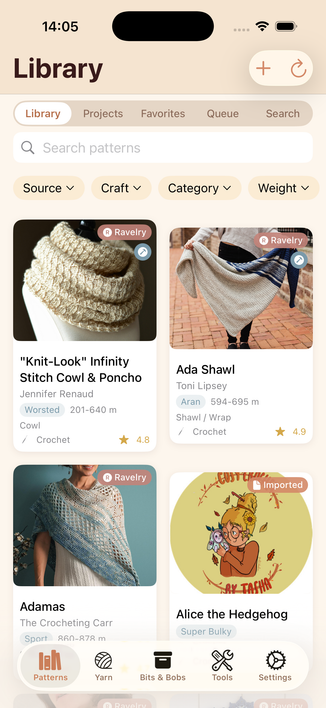 another screenshot from the same app, showing a different view - also with the search bar always on display