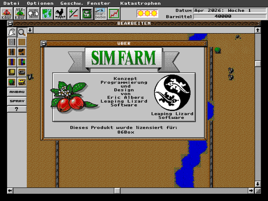 SimFarm running on PC DOS 5.02.