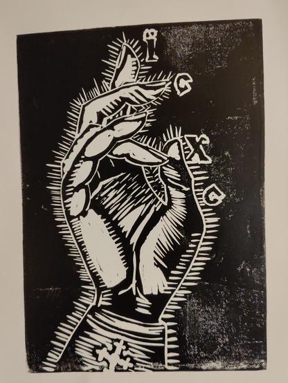 Photo of the second print. This white paper absorbed the ink better. And because the paper is white, the contrast is higher too