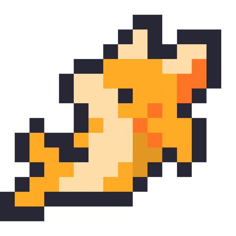 Ohai.social instance mascot: kawaii orange shark with cat ears. With black outline for better visibility on light-coloured pages