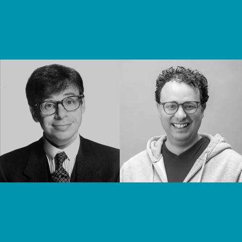 Actor Rick Moranis pictured side-by-side with Anthropic CEO Dario Amodei.