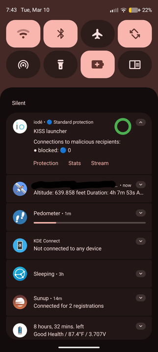 Android notification shade with smaller quick toggles
