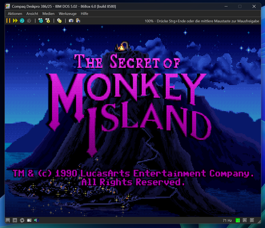 The Secret of Monkey Island, VGA version, in einer 86Box VM.