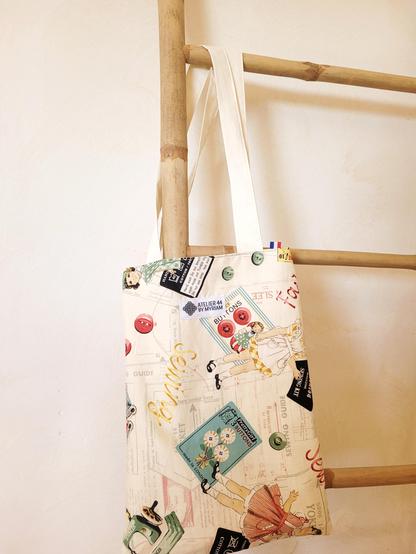 Mini tote bag imprimé vintage