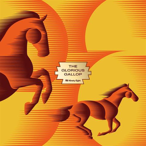 Stylized horses gallop against a vibrant orange and yellow background, featuring the text "The Glorious Gallop" in a gold badge.