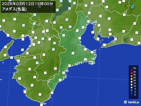 三重県の過去のアメダス実況(2026年03月12日)(気温) - 日本気象協会 tenki.jp
