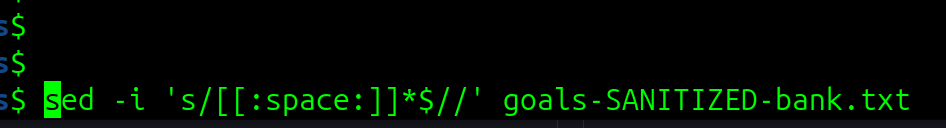 Correct syntax for for running SED in BASh that will strip all whitespace from the line endings