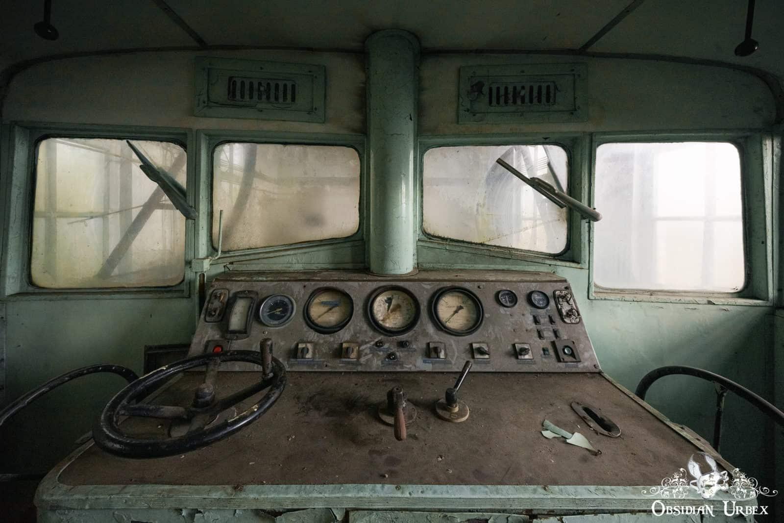 Inside train drivers cabin