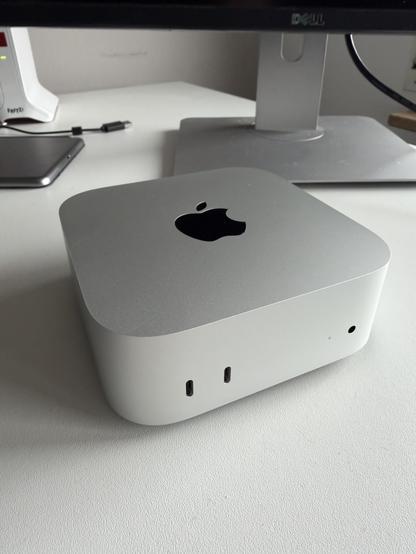 Mac Mini on a white desk