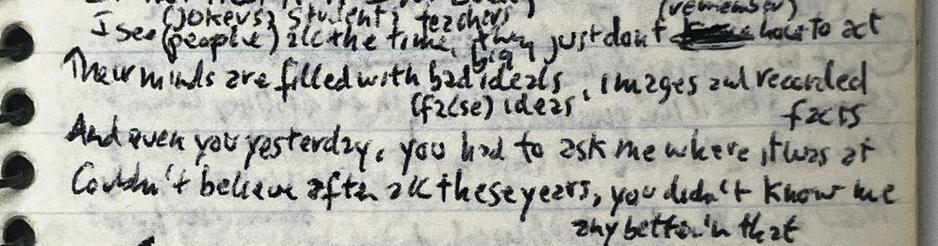 The handwritten lyrics notebook for idiot, wind, blood on the tracks: Bob Dylan