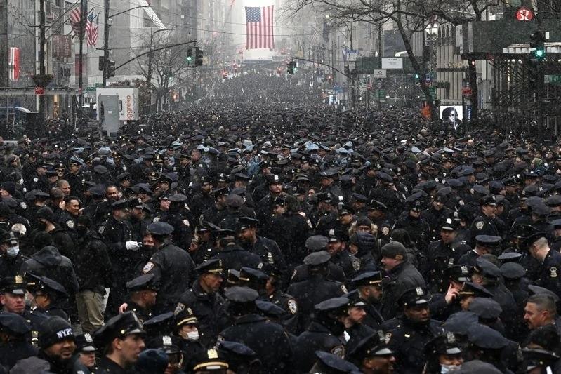 Crowd of NYPD officers
