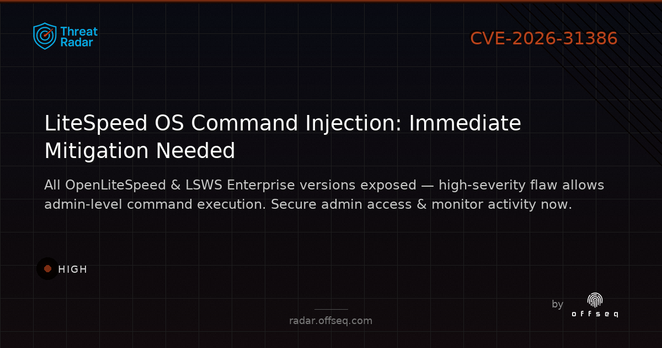 High threat: CVE-2026-31386: Improper neutralization of special elements used in an OS command ('OS Command Injec