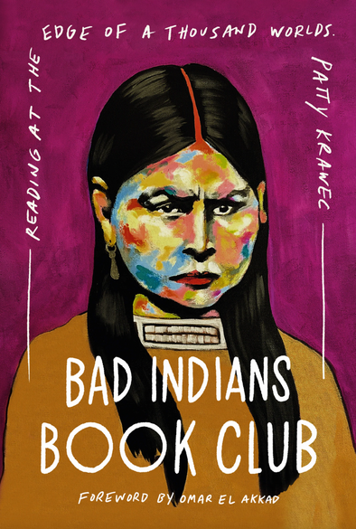 Book cover for Bad Indians Book Club: Reading at the Edge of a Thousand Worlds by Patty Krawec (Goose Lane Editions): Anishinaabe writer Patty Krawec doesn’t want to be a “Good Indian.” When a friend asked what books could help them understand Indigenous lives, Patty Krawec gave them a list. This list then exploded into a book club, then into a podcast about a year of Indigenous reading, and then, ultimately, into this book. Drawing on conversations with readers and authors, Bad Indians Book Club delves into writing about history, science, and gender, and into memoirs and fiction, all by “Bad Indians” and those like them, whose refusal of the dominant narrative of the wemitigoozhiwag (European settlers) opens up new possibilities for identity and existence. Introducing each chapter with flash fiction about a shapeshifting Deer Woman, who is on her own journey to decide who she is, Krawec leads us into a place of wisdom and medicine where stories of and by marginalized writers help us imagine a thousand worlds waiting to be born. https://gooselane.com/products/bad-indians-book-club