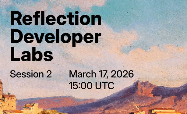 Sharepic with a landscape painting of the seaside as background. The text in the foreground says:
Reflection Developer Labs, Session 2
March 17, 2026, 15:00 UTC