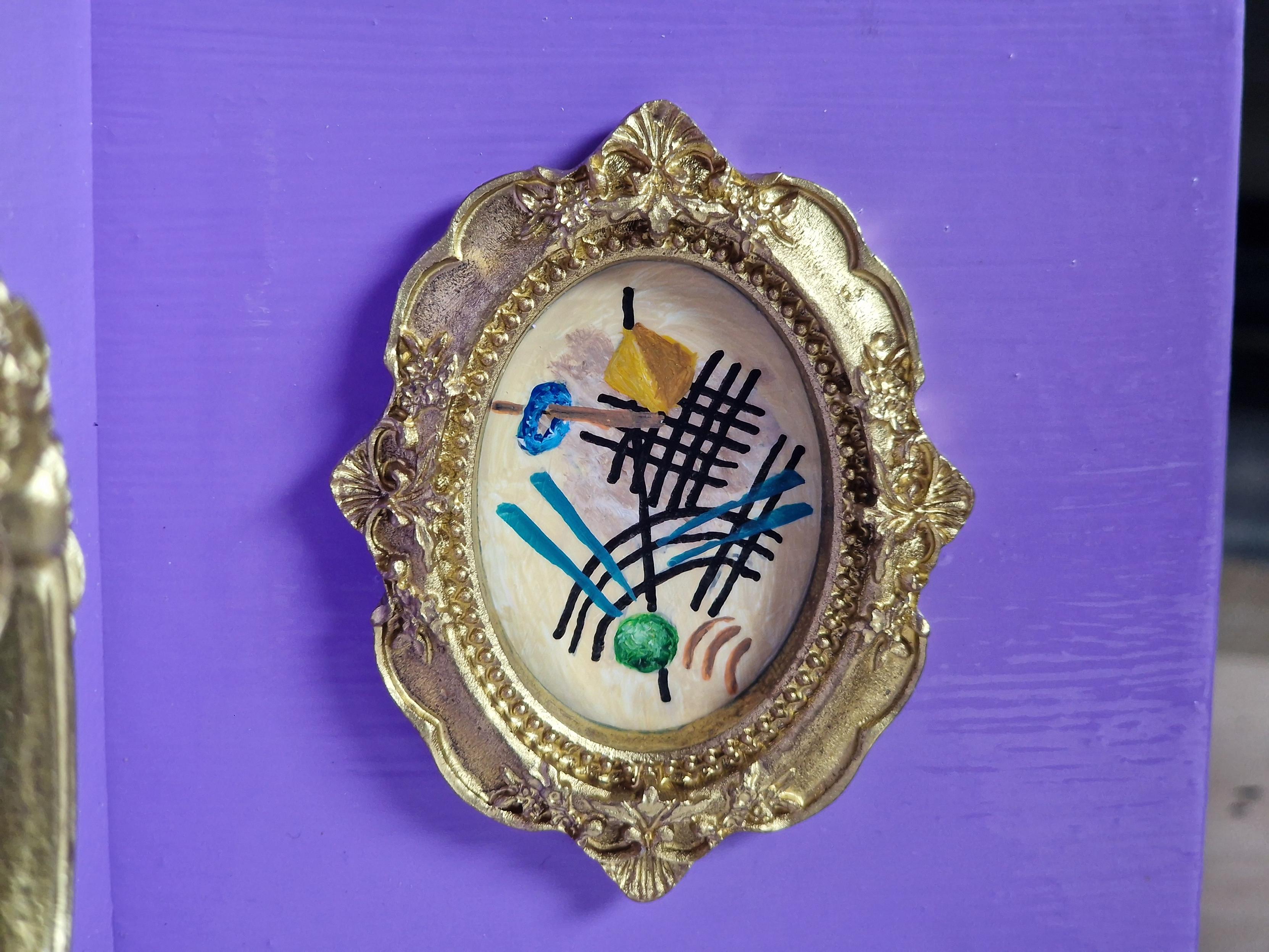 A tiny abstract painting very similar to the style of Wassily Kandinsky