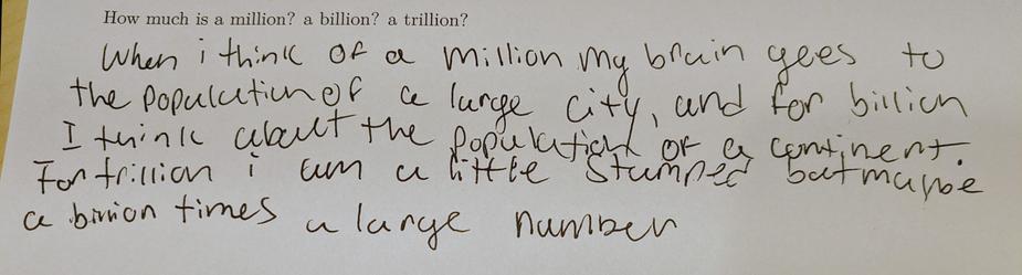 "For trillion I am a little stumped bit maybe a billion times a larger number."