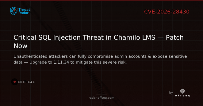 Critical threat: CVE-2026-28430: CWE-89: Improper Neutralization of Special Elements used in an SQL Command ('SQL Inj