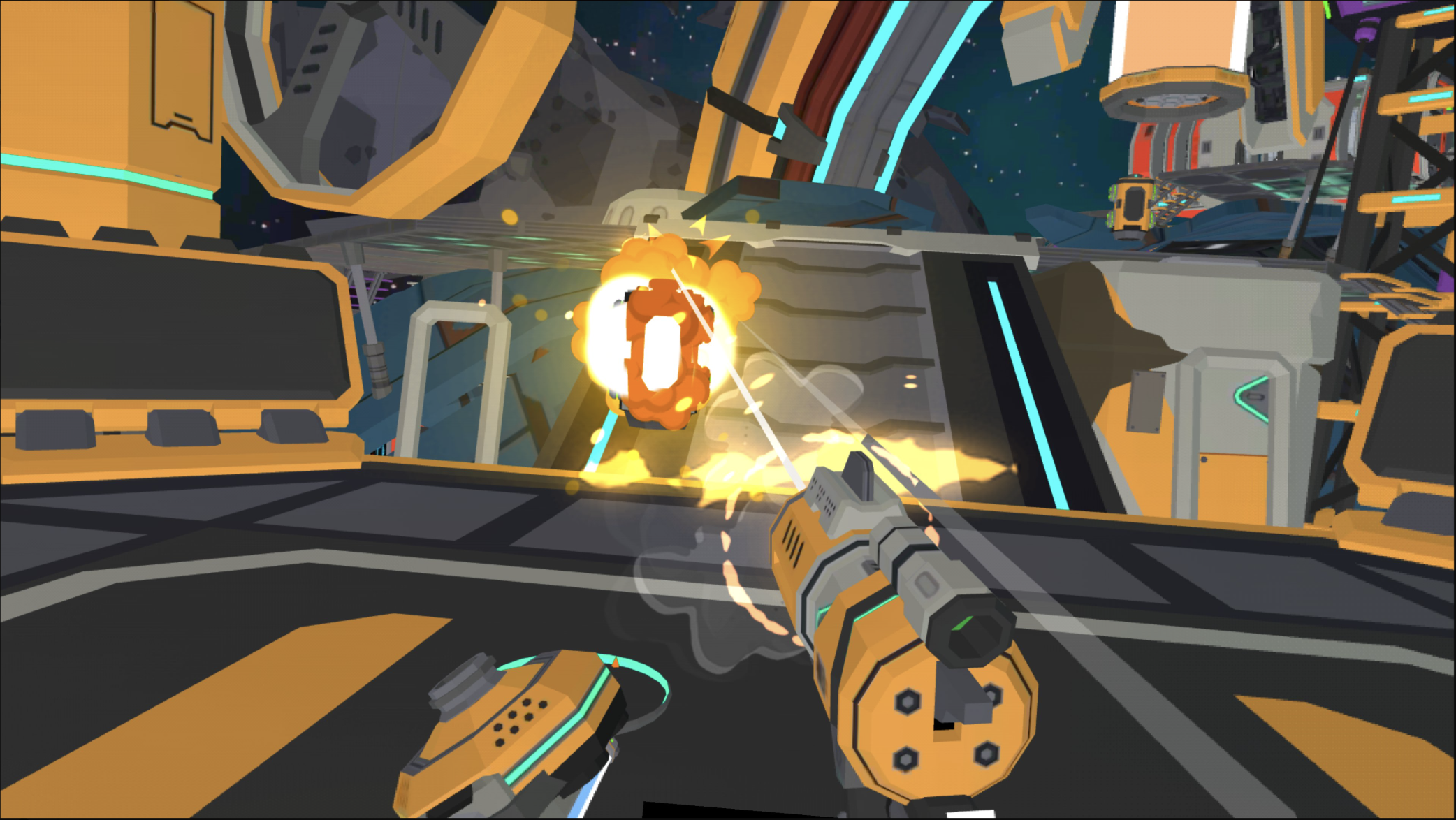 A screenshot of the Web XR game Elysian running in WPE WebKit