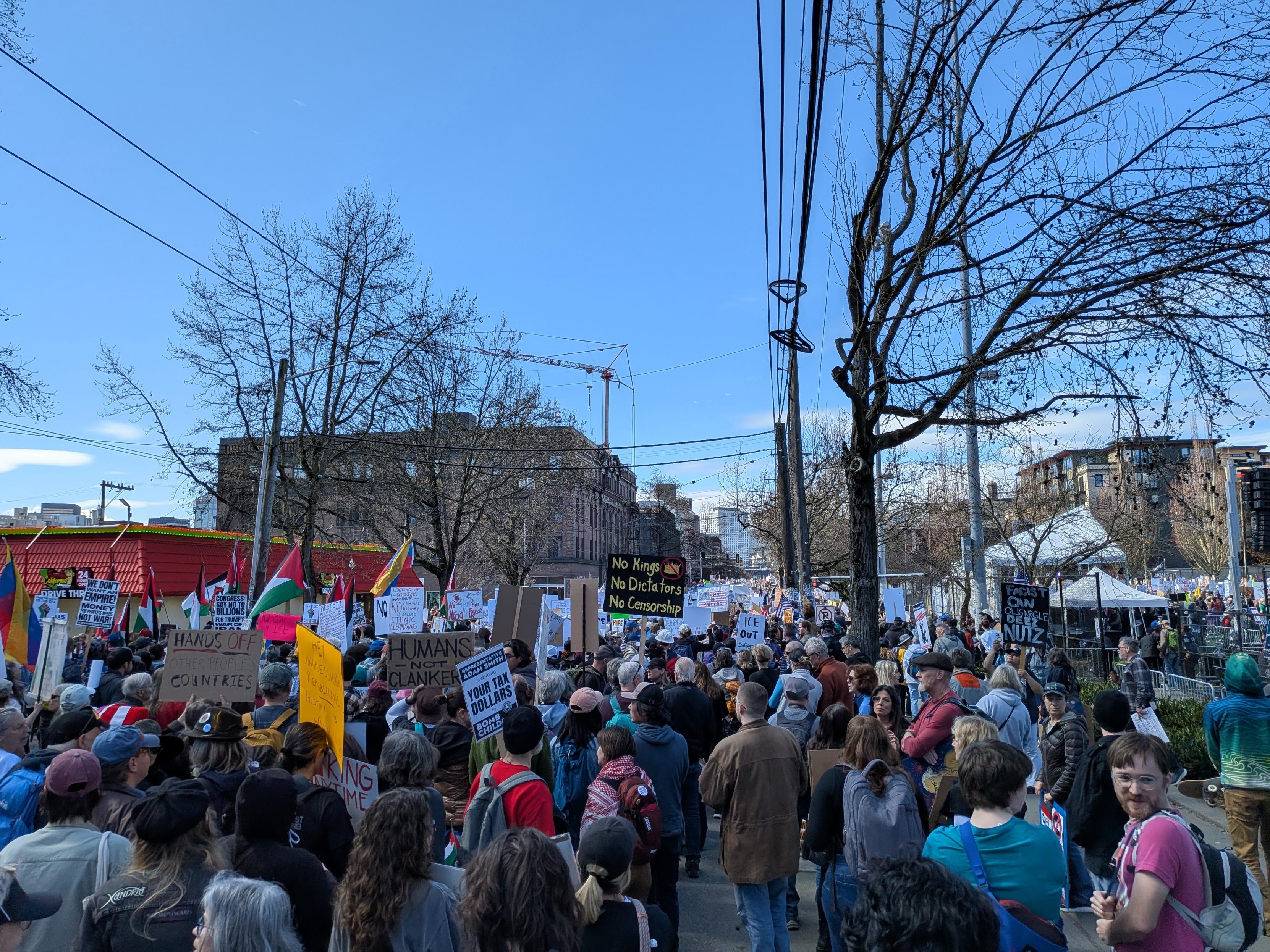 River of people protesting on the street.