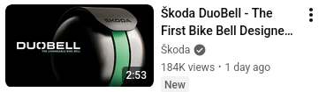 skoda duobell - the first bike bell designed (it cuts off here, but i can tell you it's to be heard through noise cancelling headphones)