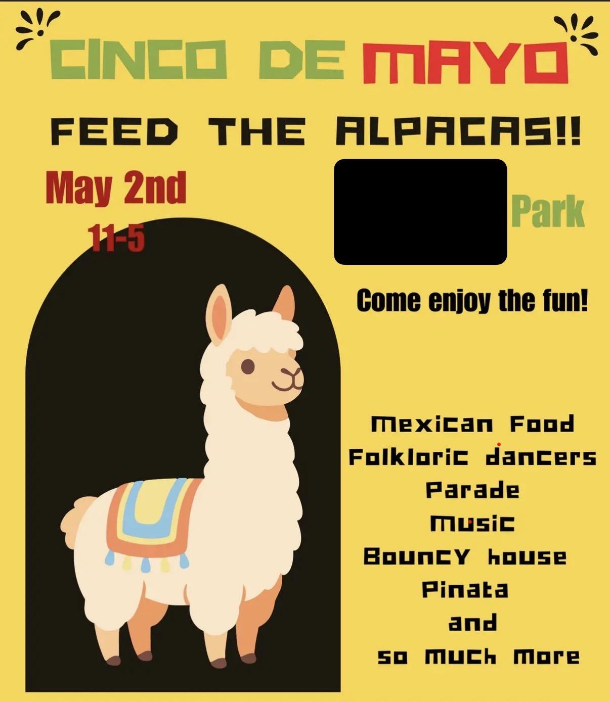 Advertisement for a local cinco de mayo party on May 2 instead of May 5.