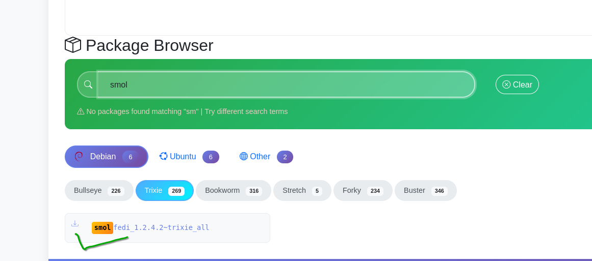 smolfedi package found in repository package browser