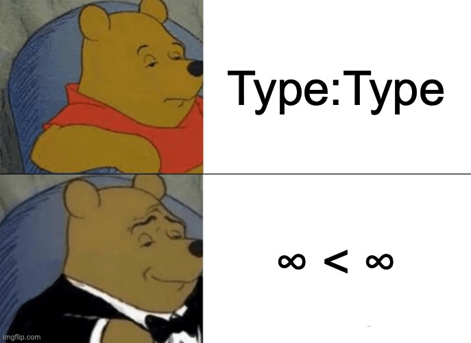 Winnie the Pooh tuxedo meme about ∞ < ∞