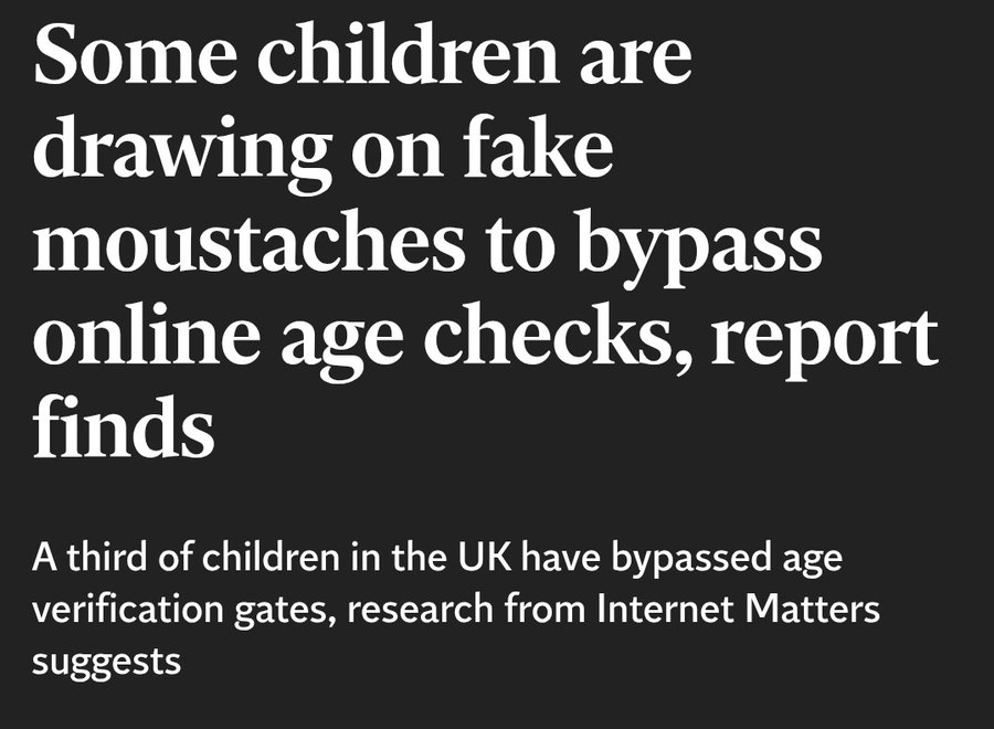 Some children are drawing on fake moustaches to bypass online age checks, report finds A third of children in the UK have bypassed age verification gates, research from Internet Matters suggests