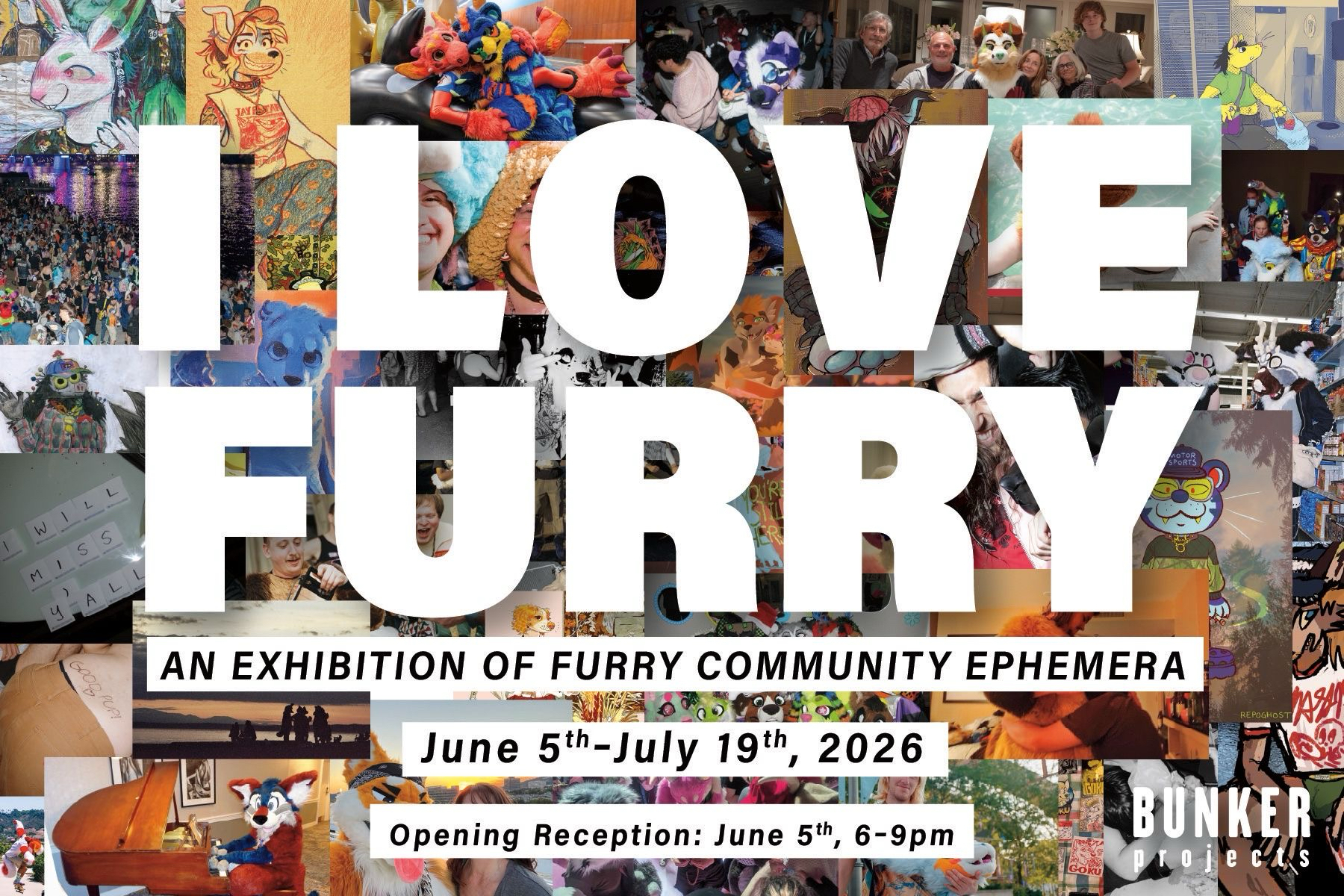 A poster for I LOVE FURRY June 5 - July 19