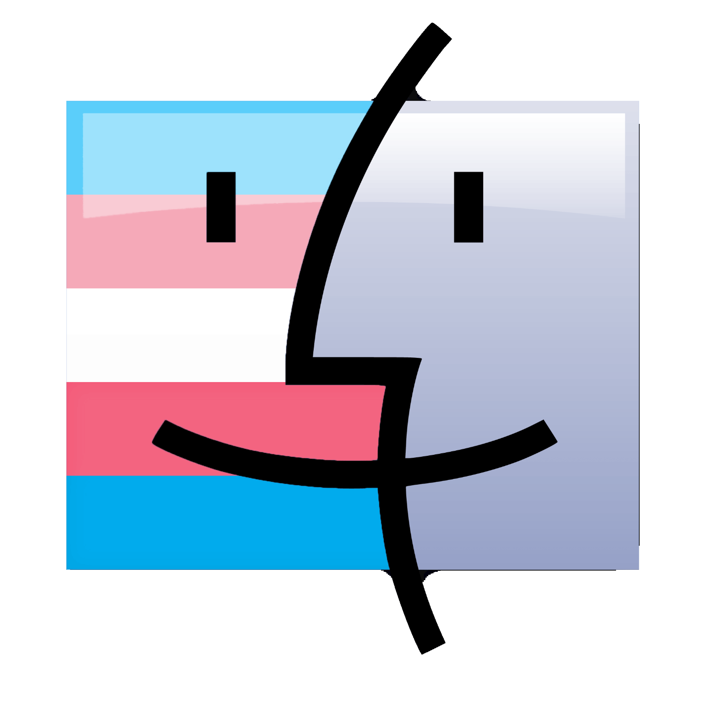 Mac Finder icon with the Transgender flag edited in