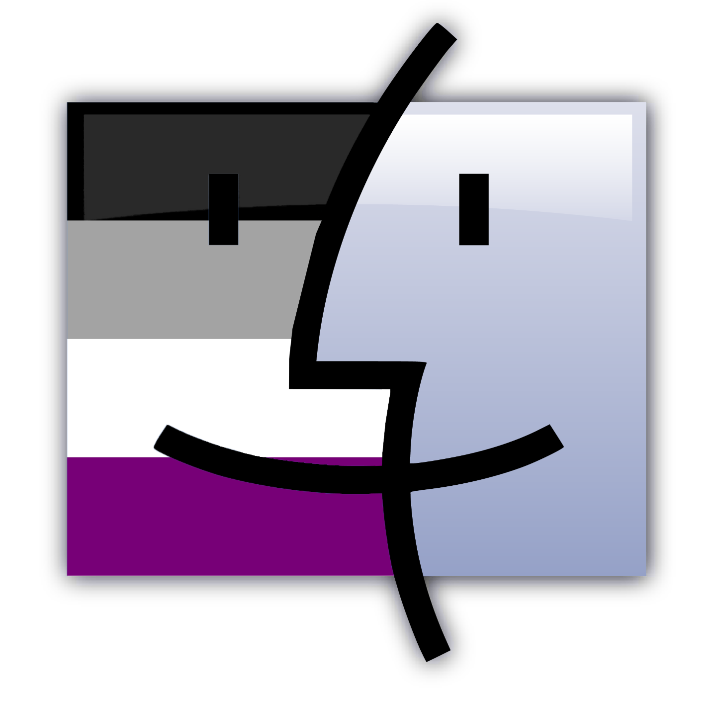 Mac Finder icon with the Asexuality flag edited in