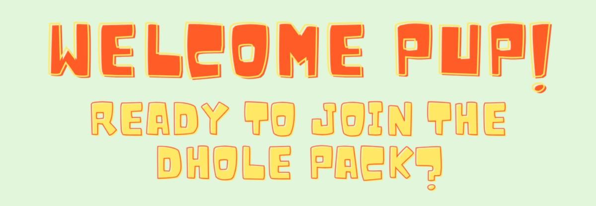 Banner that says "welcome pup! ready to join the dhole pack?"
