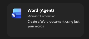 Word (Agent) - create a word document using just your words