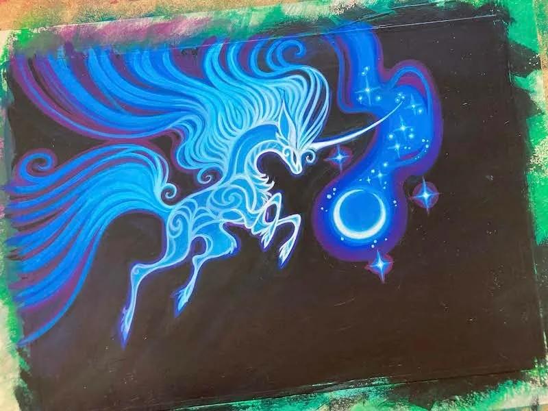 Unicorn with moon