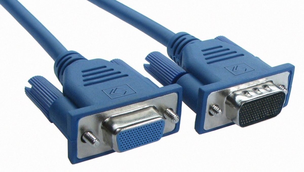 A photo of two ends of a lead with DE-128 connectors. Or something like that, I can't concentrate enough to count them, but there are so many fine little pins it's disorienting.