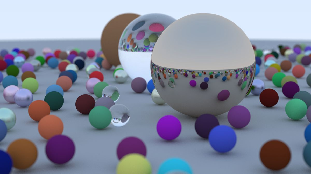A path traced render of spheres