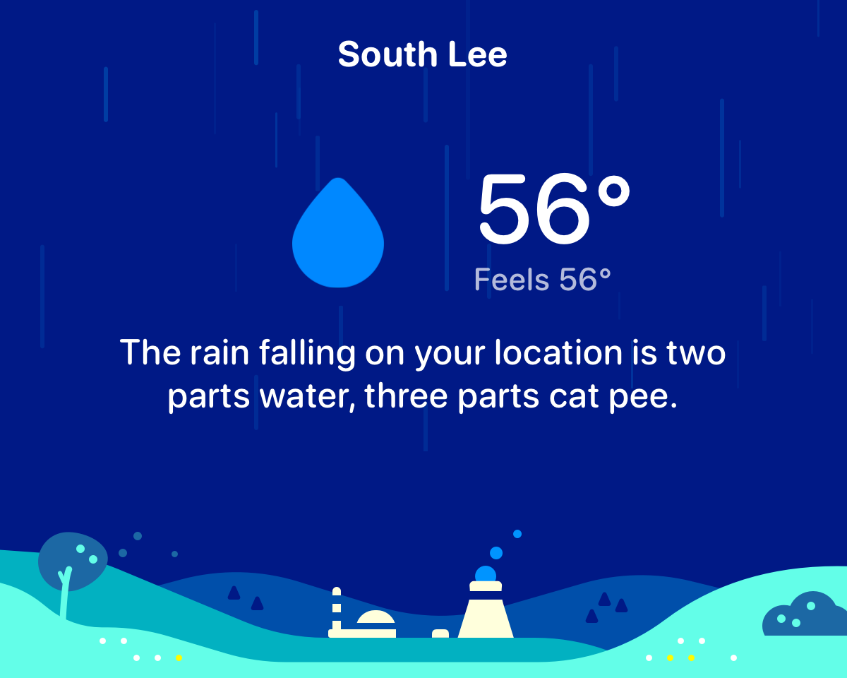 the rain is 2 parts water and 3 parts cat pee