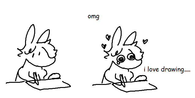 sofia sitting at her tablet while drawing, then suddenly her eyes get big and wet, hearts floating around her "omg" "i love drawing....."