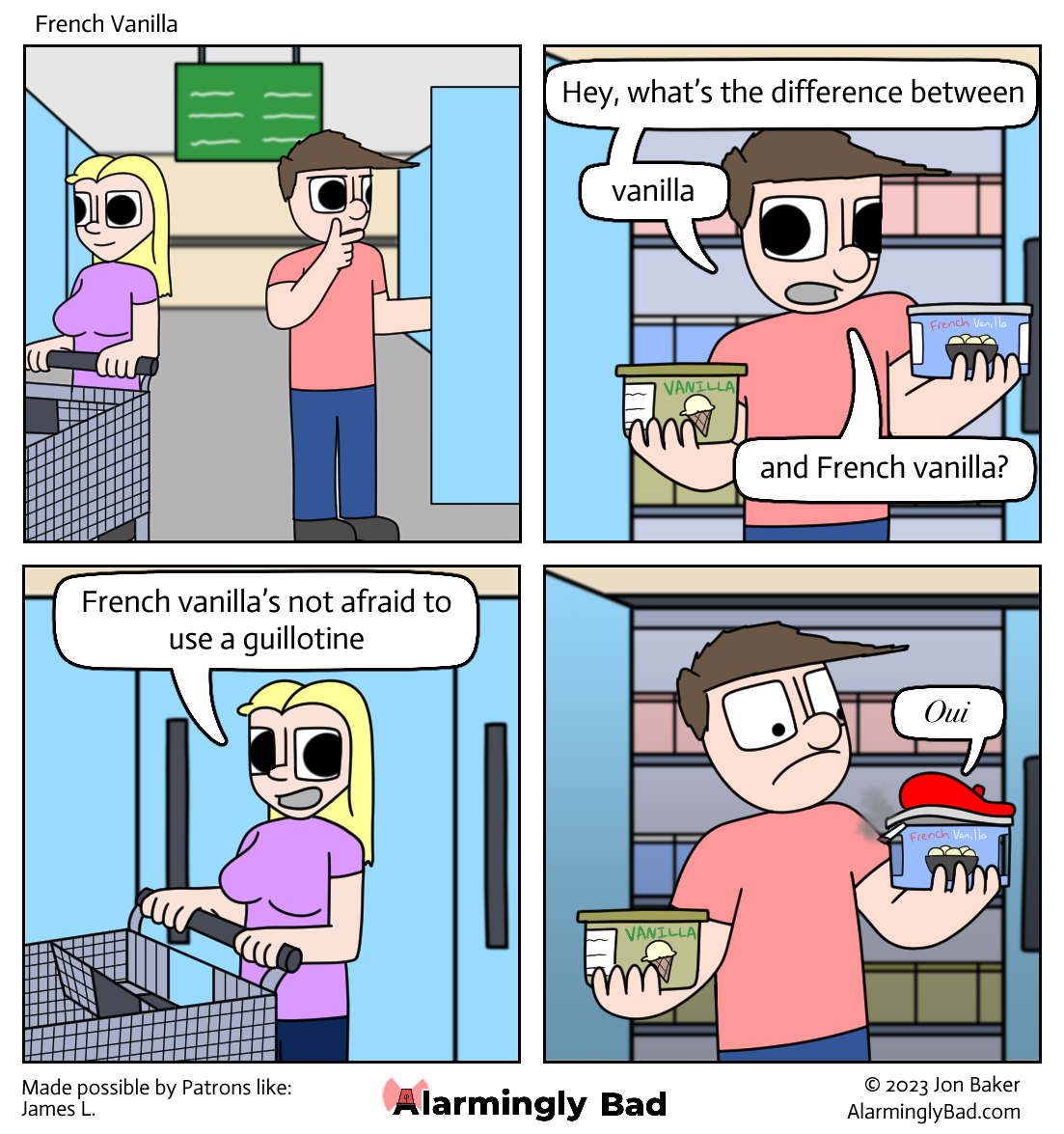 Alarmingly Bad comic about French vanilla ice cream