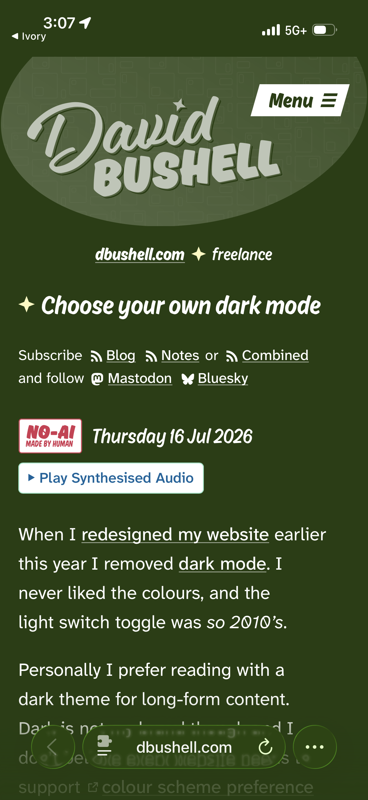 A screenshot of a web page with a deep green background.